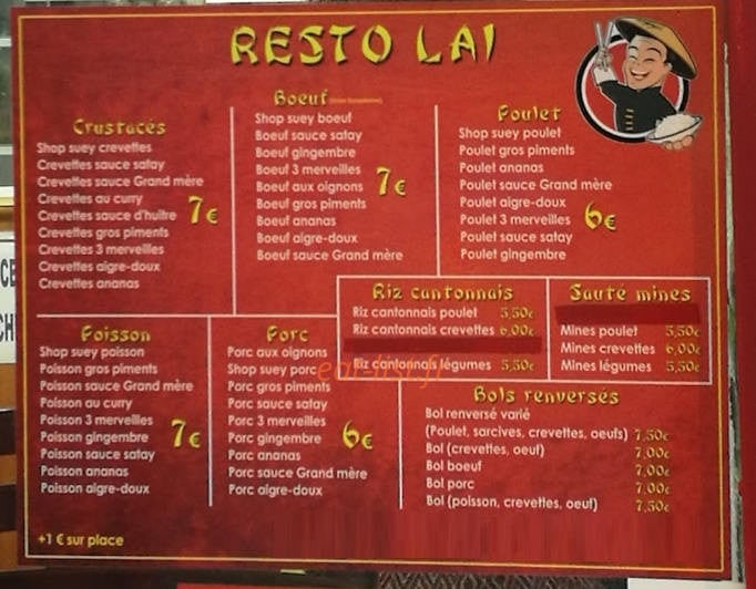 Resto Laï — carte page 1