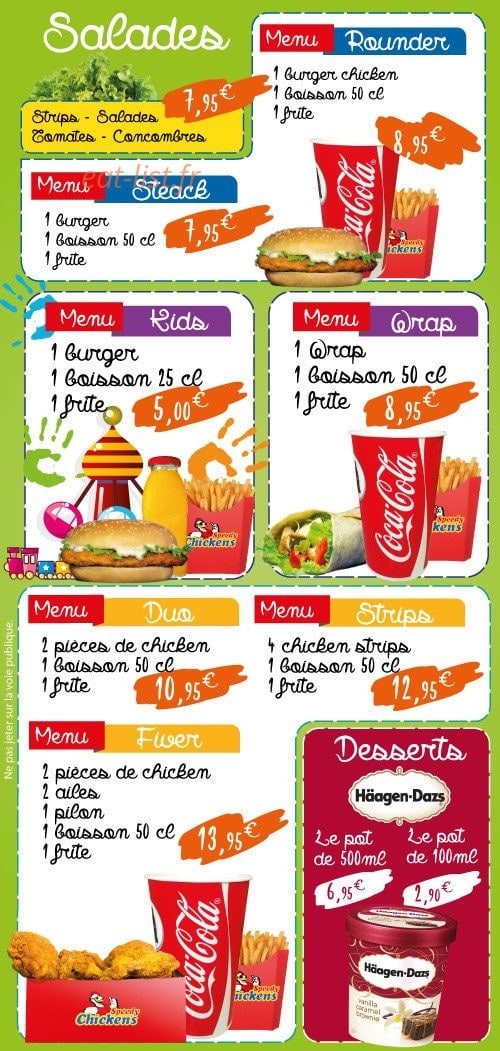 Speedy Chicken's — carte page 1