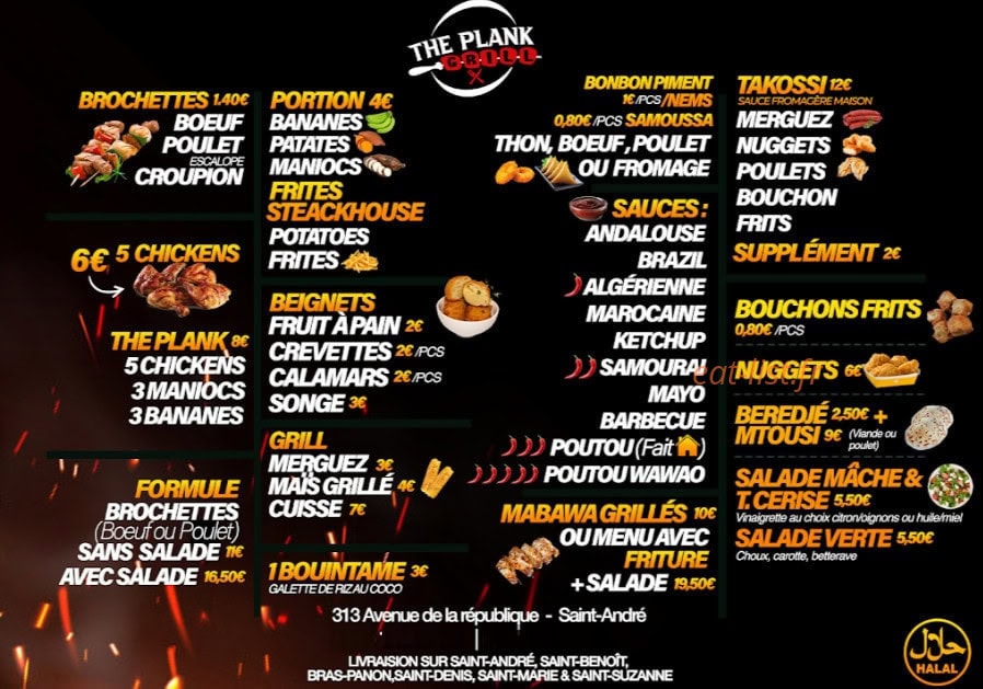 The Plank Grill — carte page 1