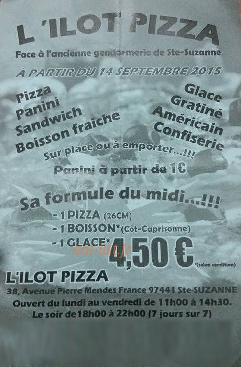 L'ilot Pizza — carte page 1