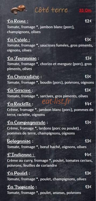 La Baga Pizza — carte page 1