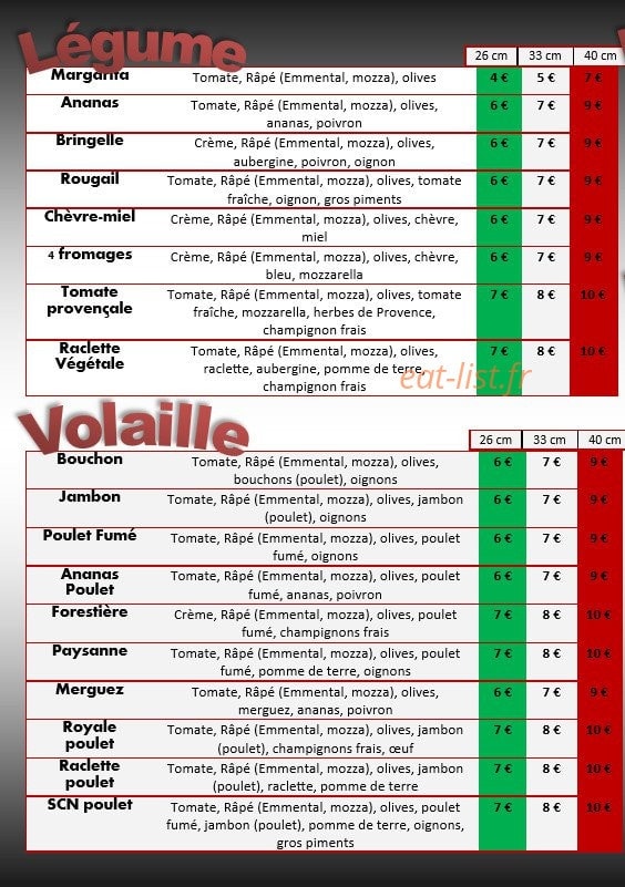 Saveurs de chez nous — carte page 1