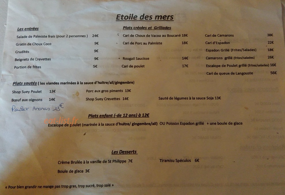 L'Etoiles Des Mers — carte page 1