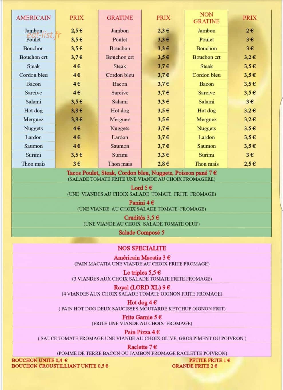 Le Gratiné — carte page 1
