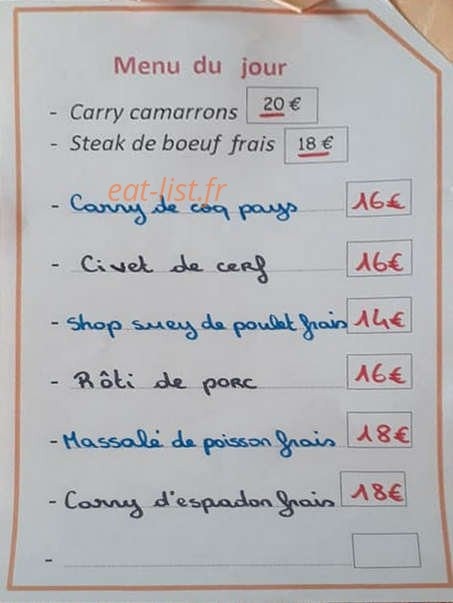 Restaurant Des Laves — carte page 1