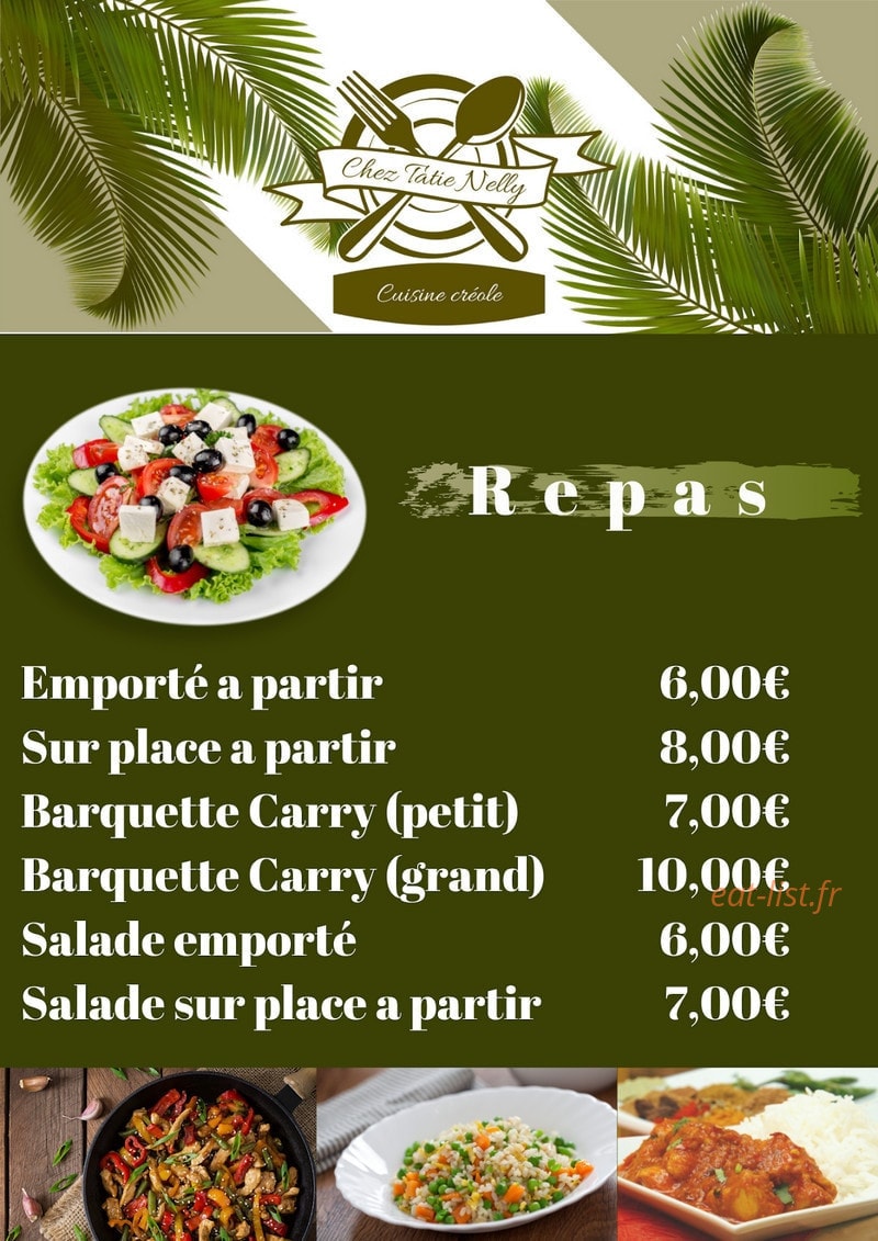 Carte et menu de Chez Tatie Nelly à Saint Louis — page 1