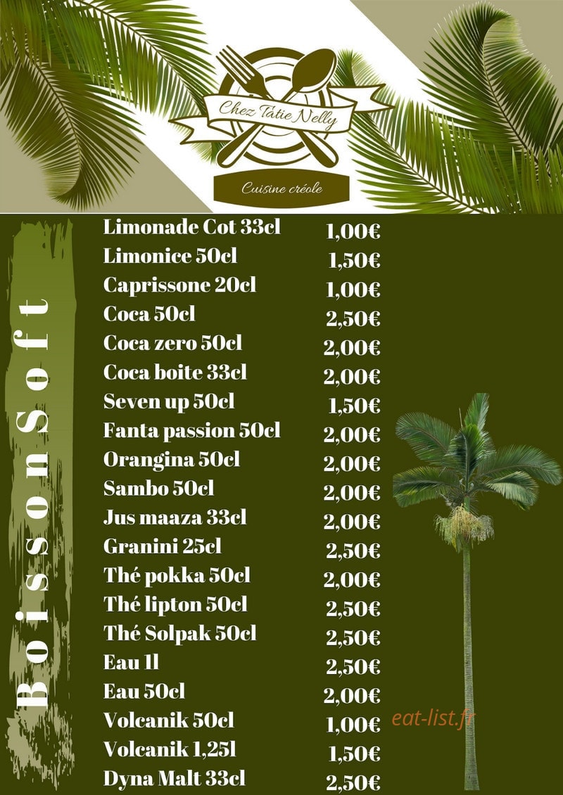 Carte et menu de Chez Tatie Nelly à Saint Louis — page 2