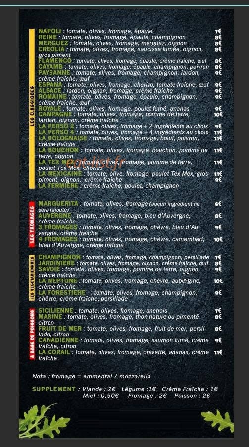 Corail pizza — carte page 2