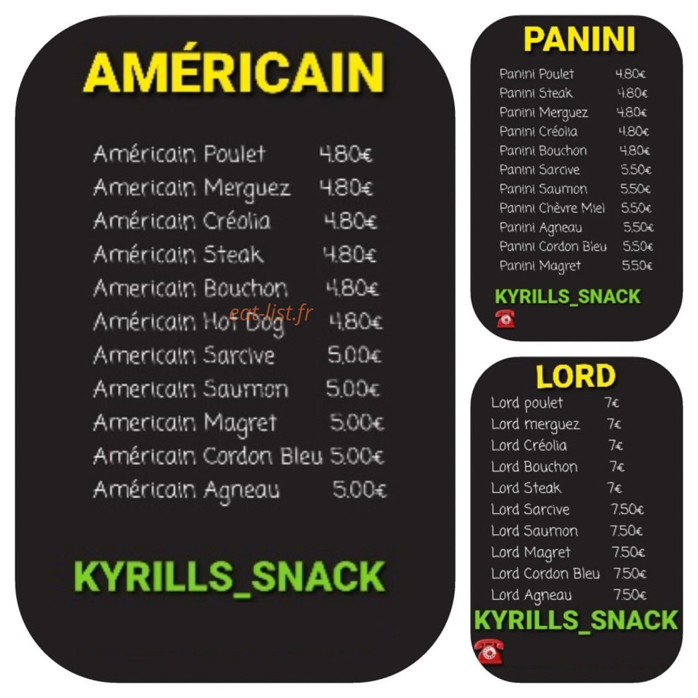 Kyrill's — carte page 1