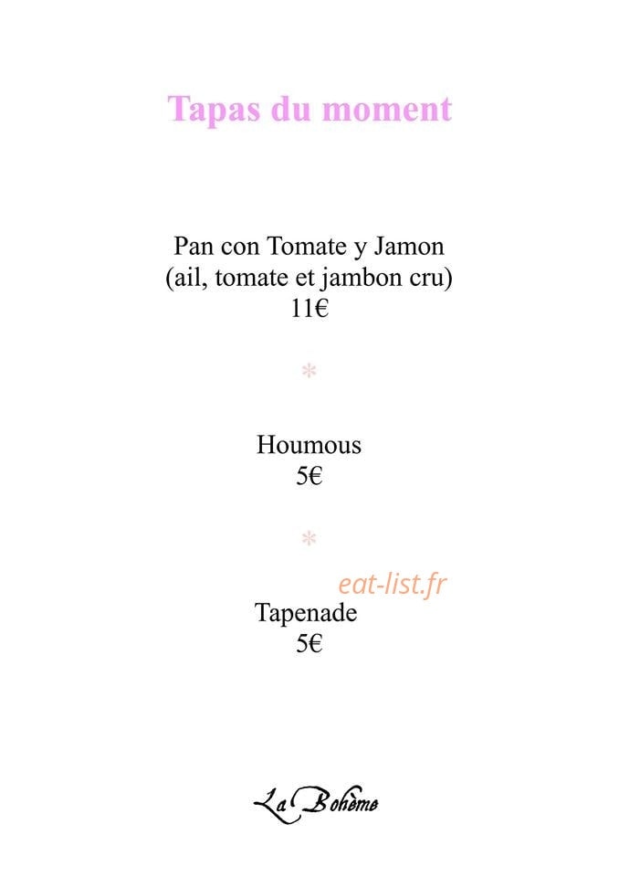 La Bohème — carte page 1