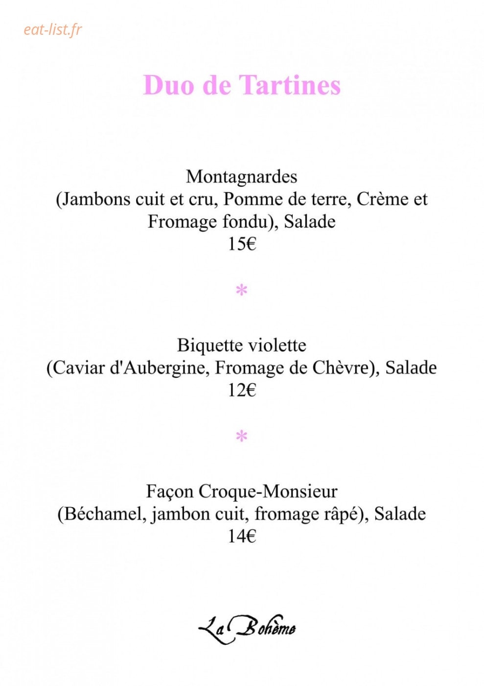 La Bohème — carte page 4