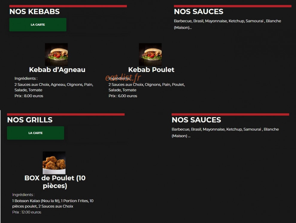 La Kaz à Pizza Grill — carte page 3