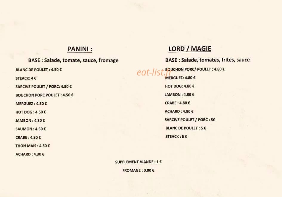 La magie gourmande — carte page 1