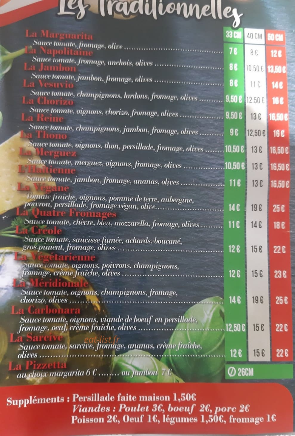 La Pizzetta — carte page 2