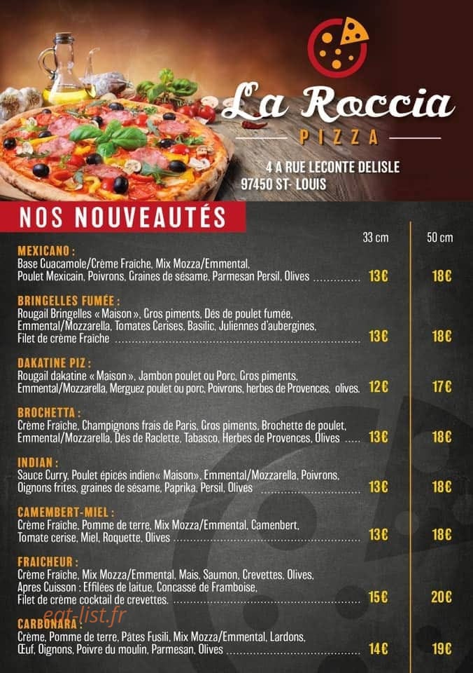 La Roccia pizza — carte page 3