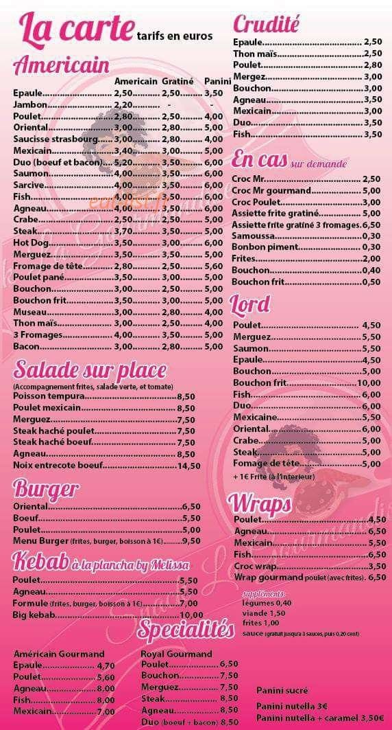 Snack La Gourmandise — carte page 1