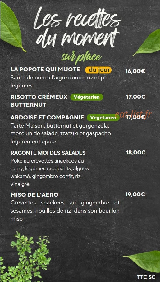 Aero Beach Café — carte page 5