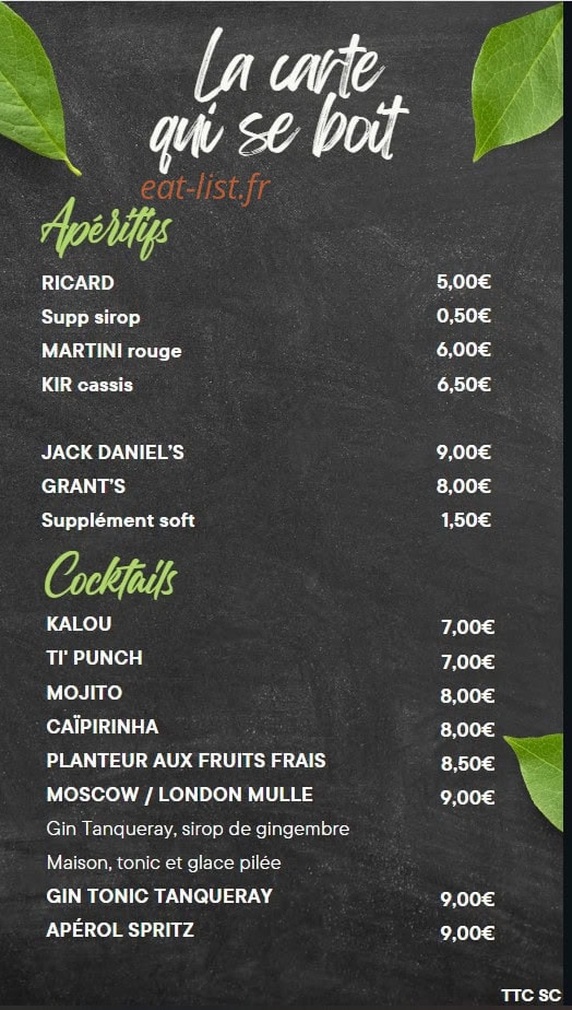 Aero Beach Café — carte page 9