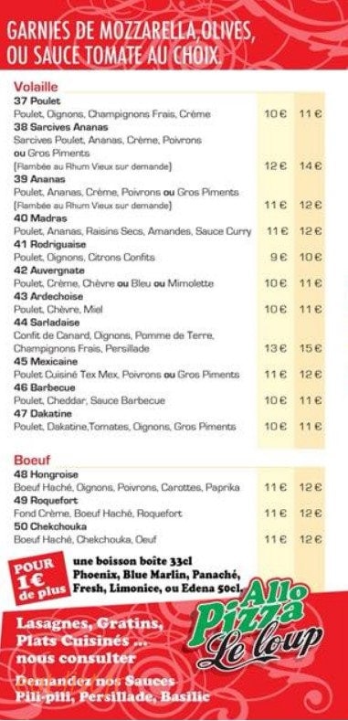 Allo Pizza — carte page 3
