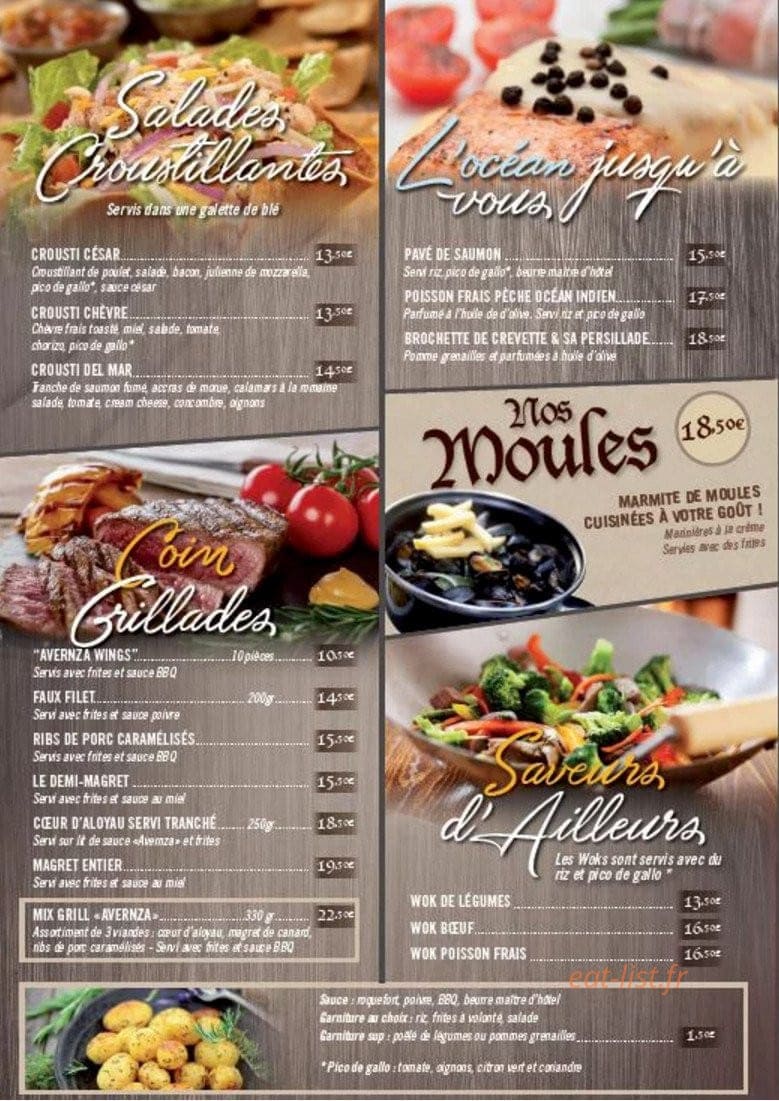 Avernza café — carte page 3