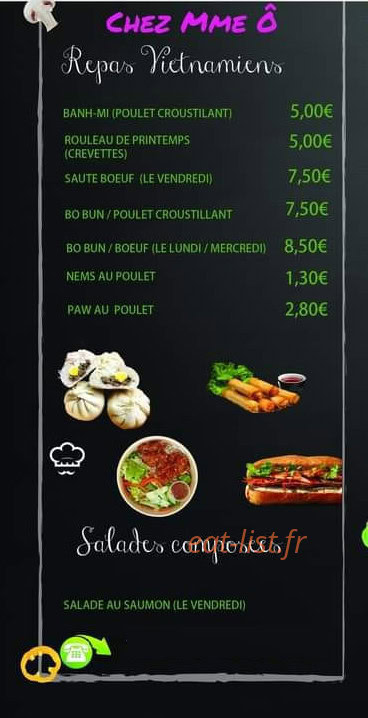 Chez Madame Ô — carte page 1
