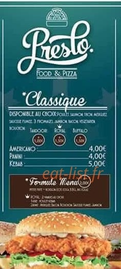 Chez presto — carte page 1