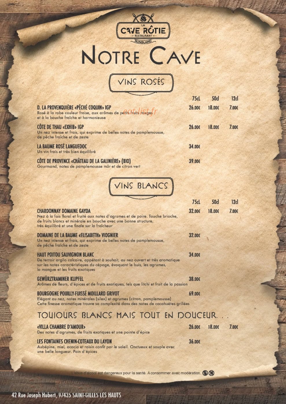La Cave Rôtie — carte page 8