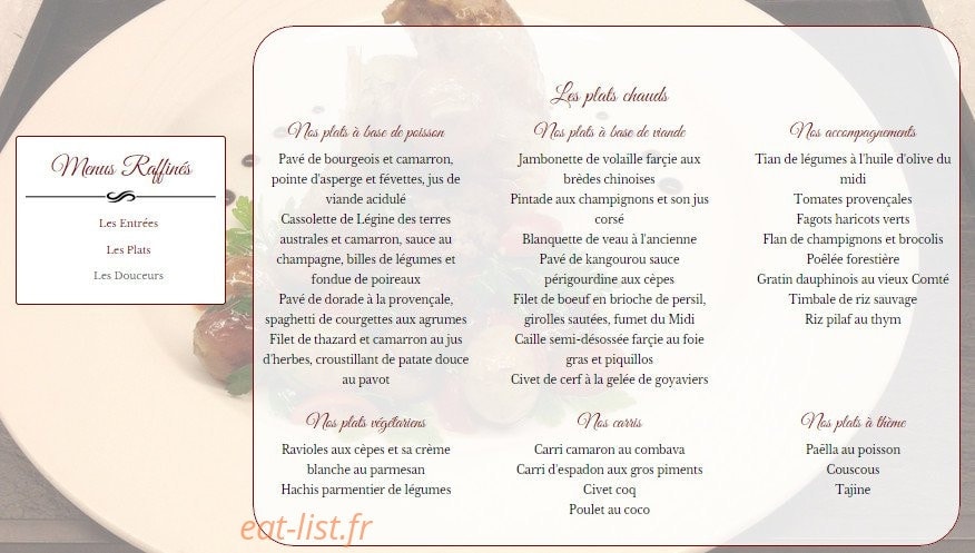 La Toque des Mascareignes — carte page 10