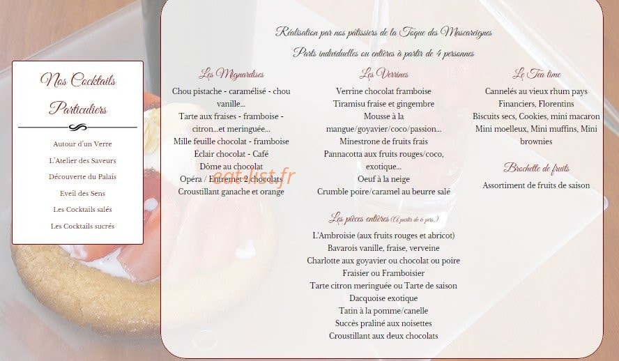 La Toque des Mascareignes — carte page 8