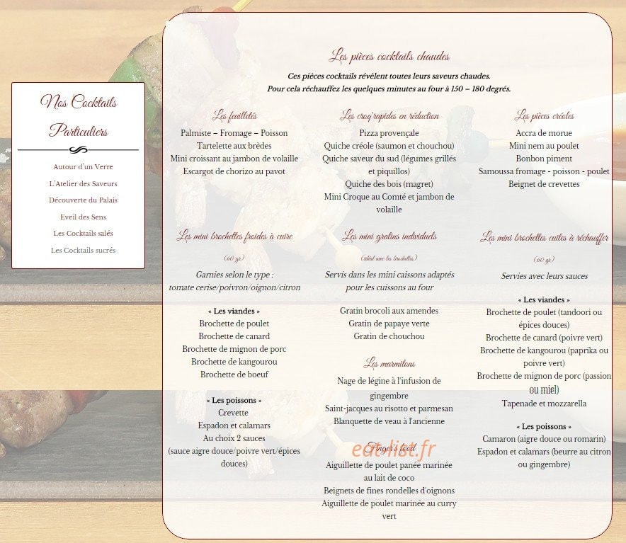 La Toque des Mascareignes — carte page 6