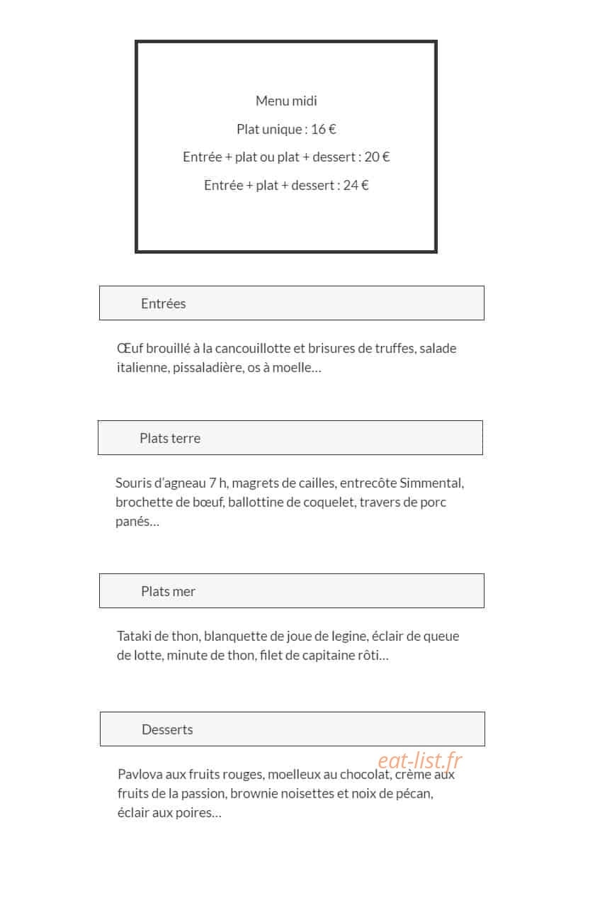 Le Bistrot De Saint-Paul — carte page 1