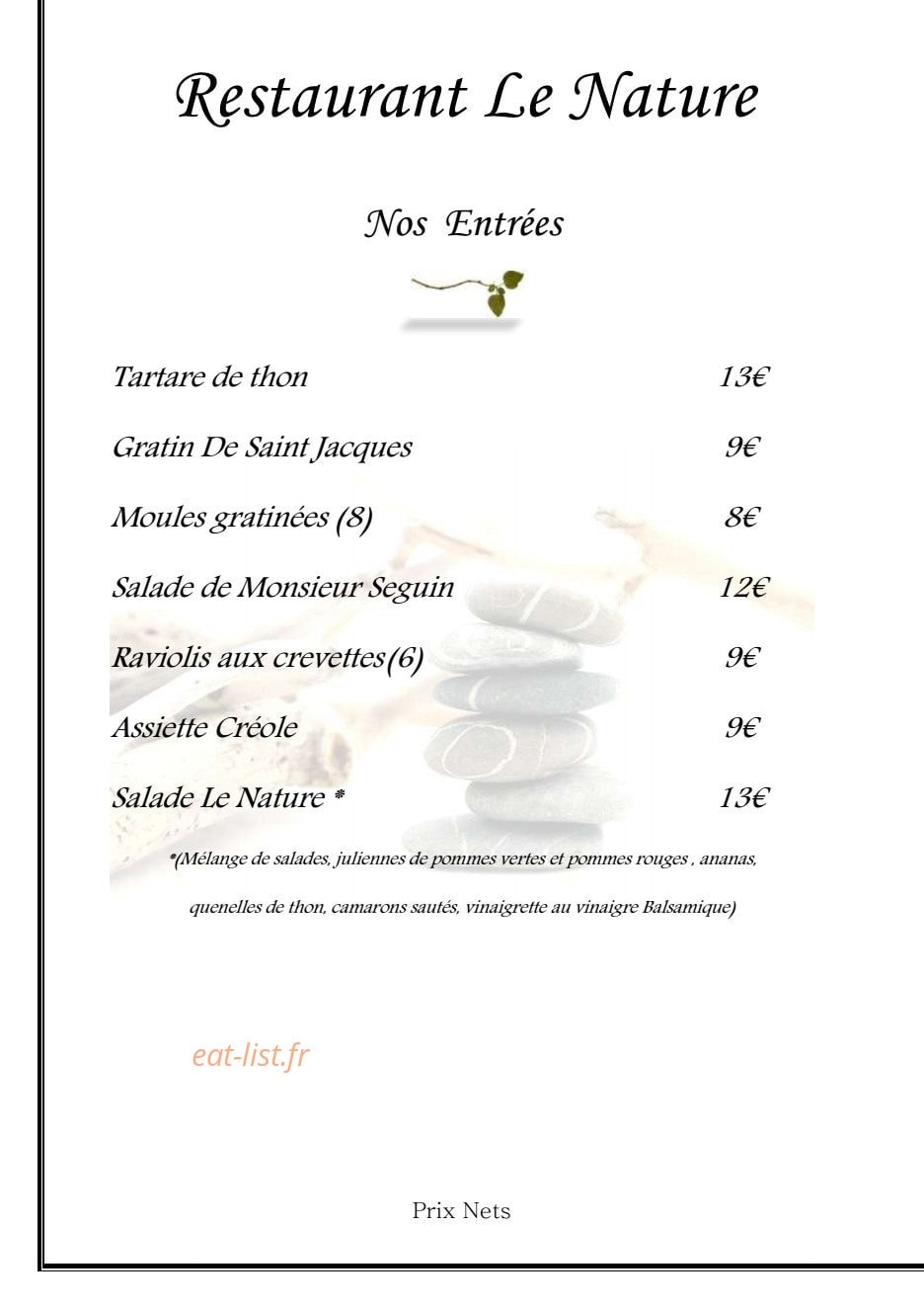 Le Nature — carte page 2