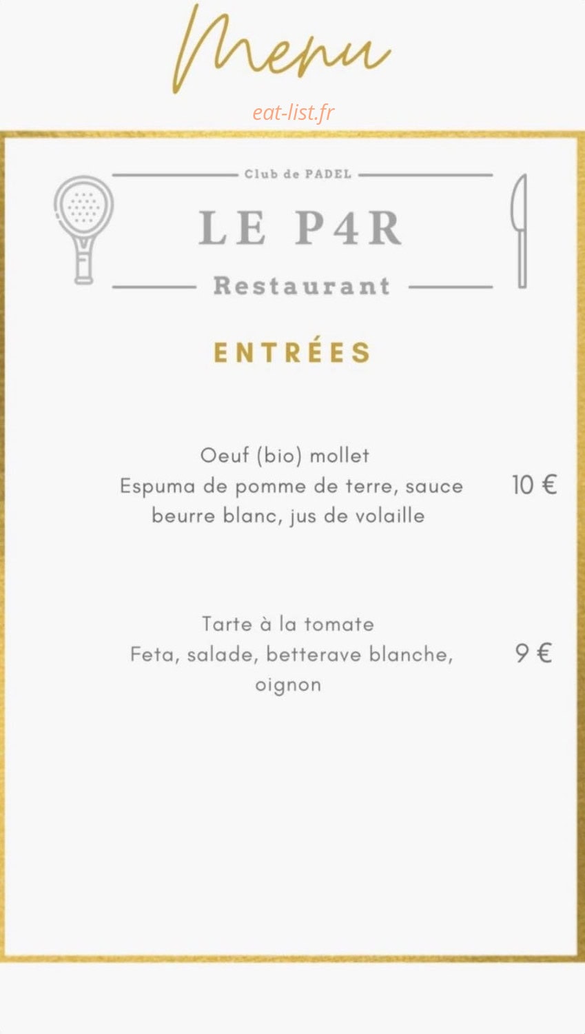 Le Par 4 — carte page 1