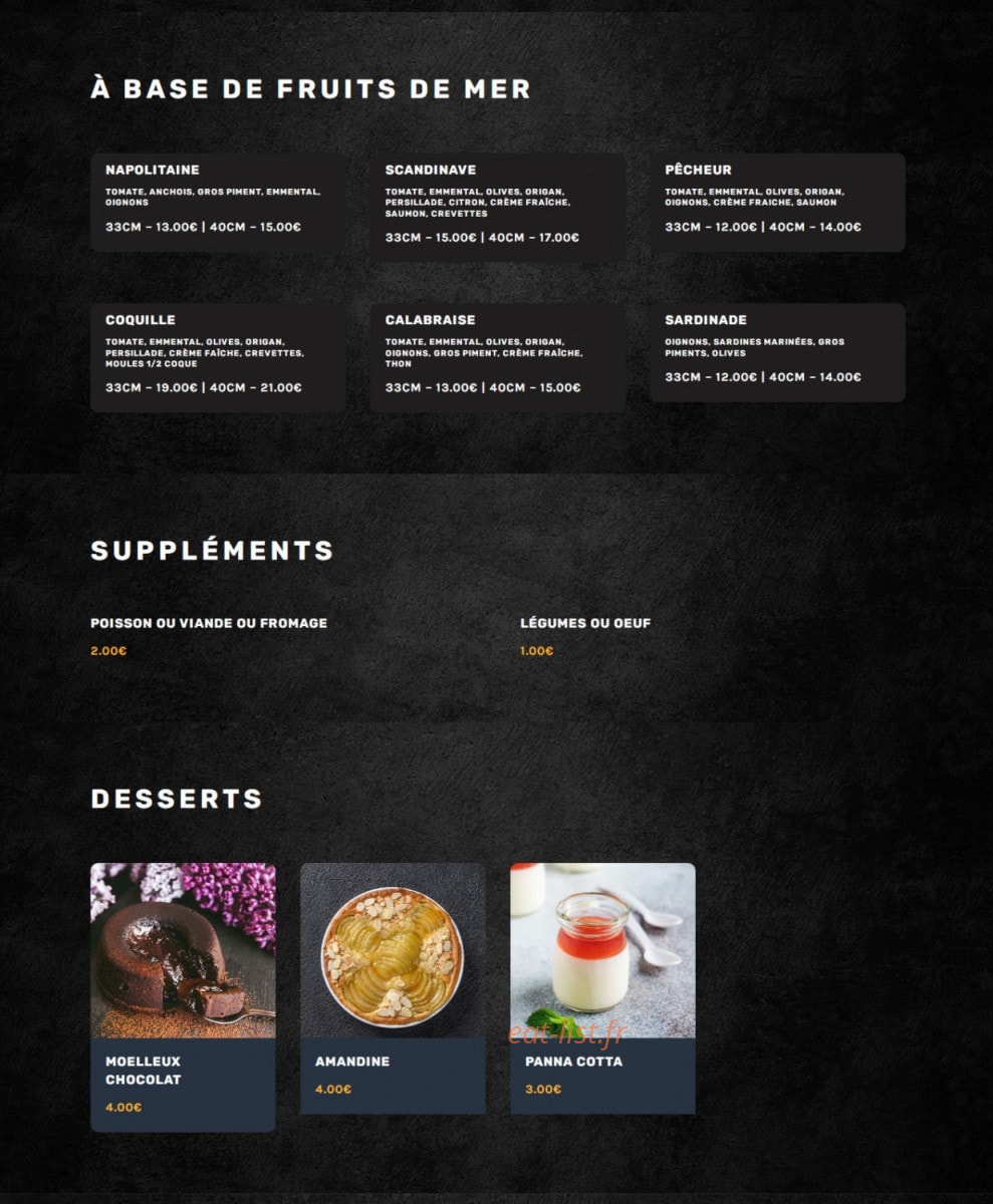 Pizza Créolia — carte page 2