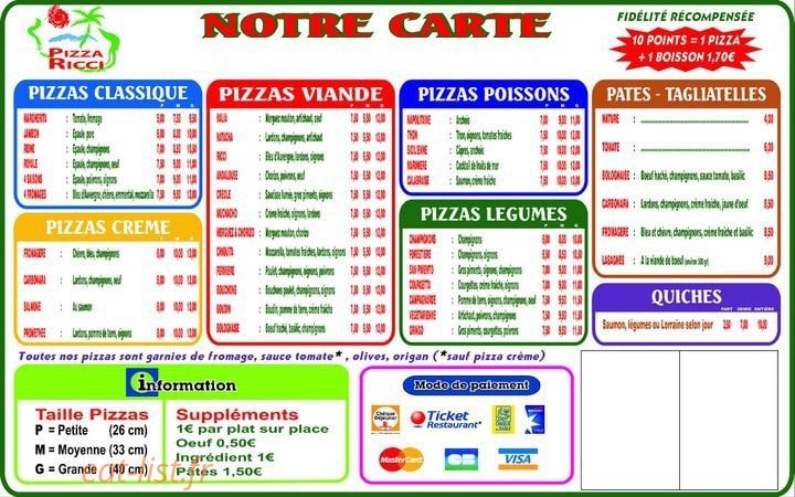 Pizza Ricci — carte page 1