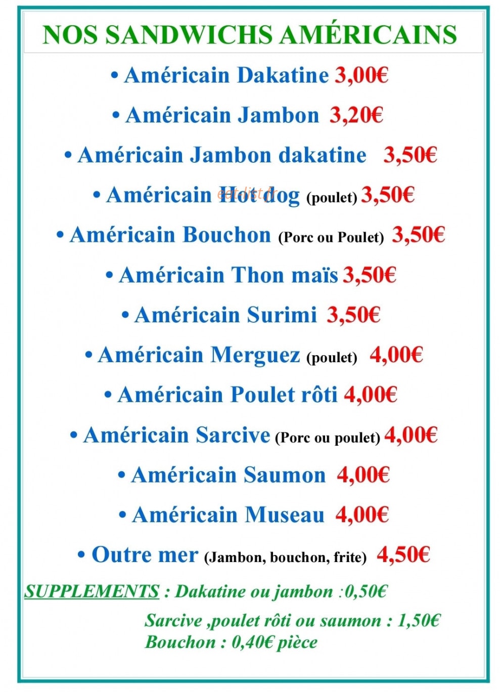 Snack Sans Souci — carte page 3