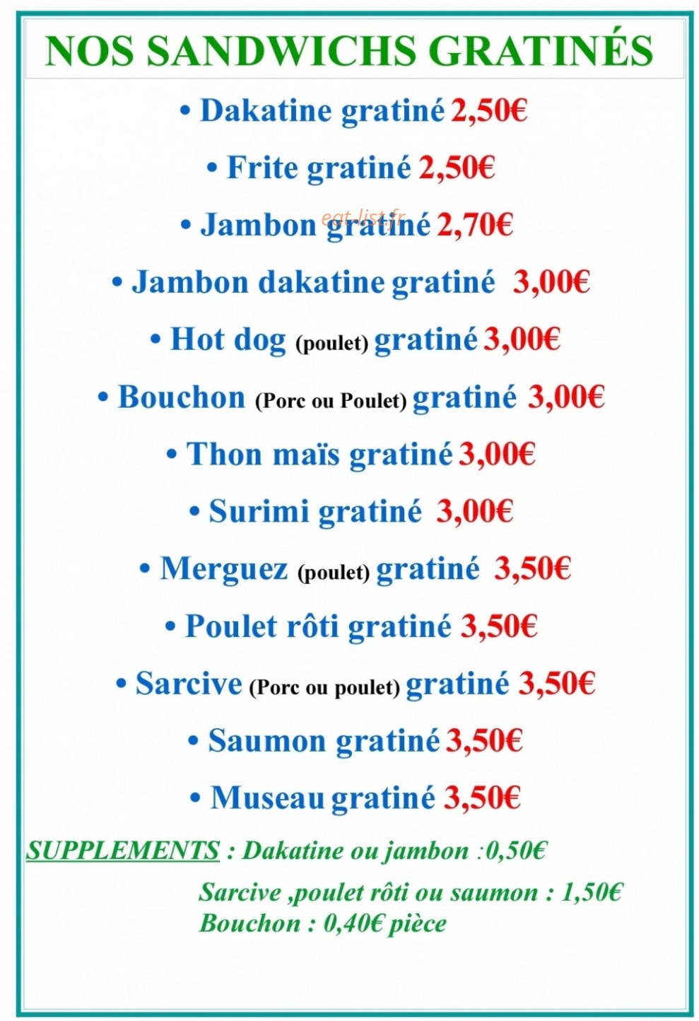 Snack Sans Souci — carte page 2