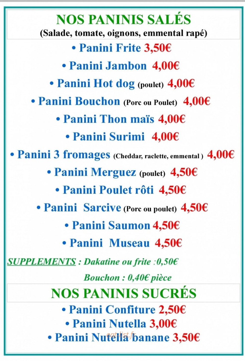 Snack Sans Souci — carte page 4