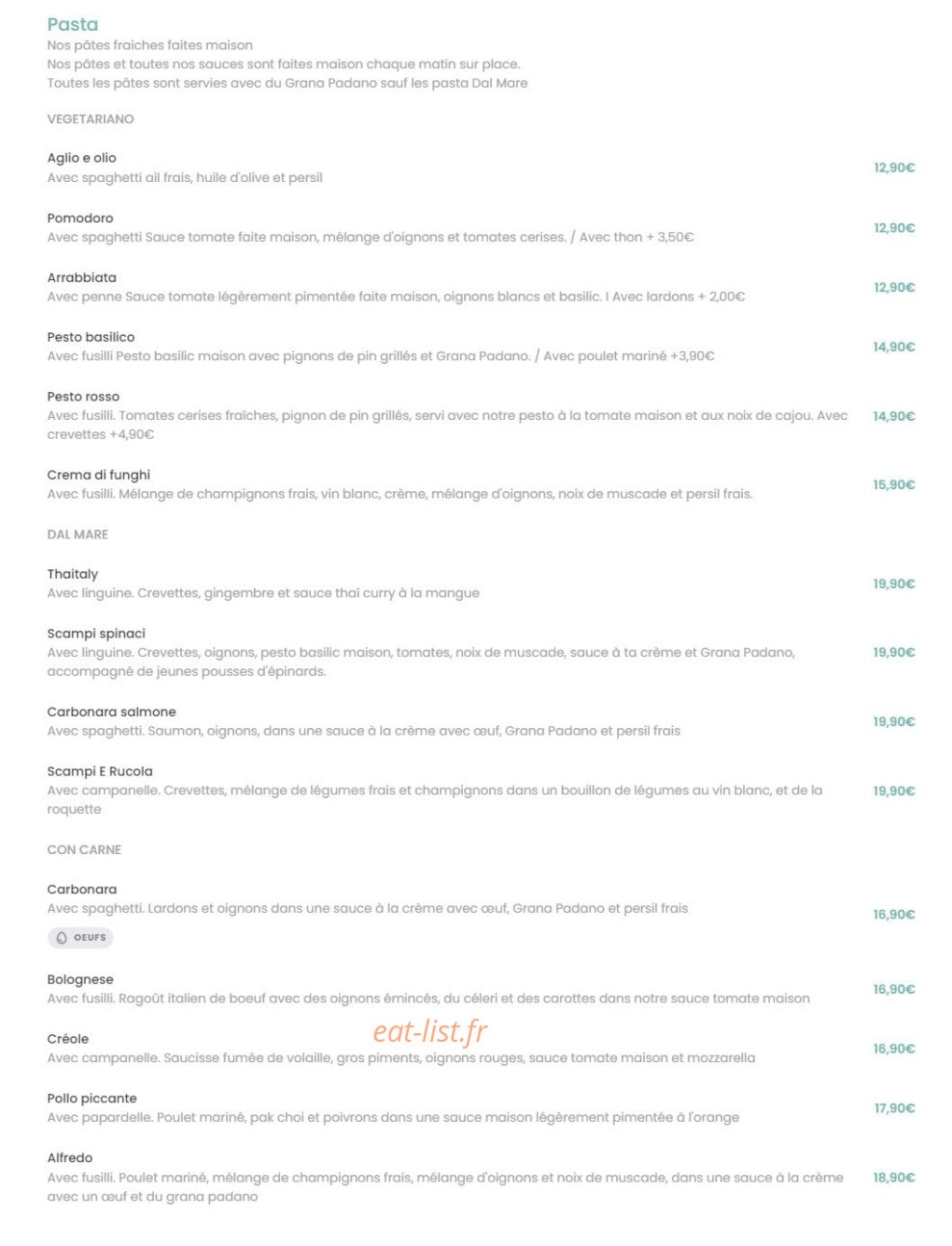 Vapiano — carte page 3
