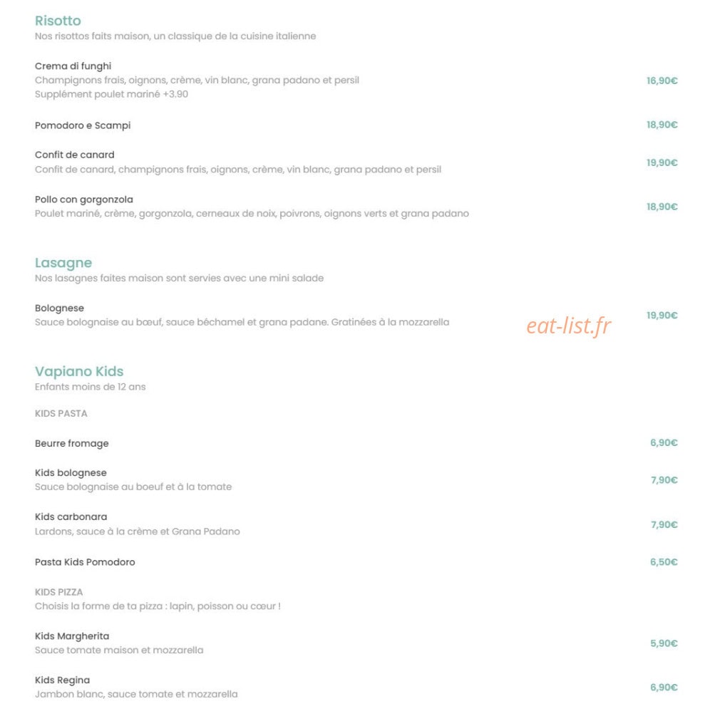 Vapiano — carte page 2