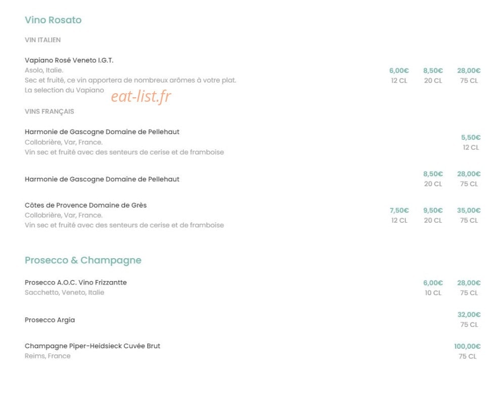 Vapiano — carte page 8