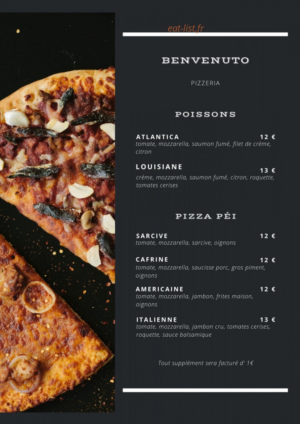 Benvenuto Pizza — carte page 3