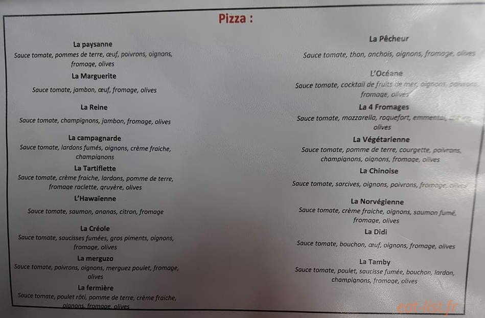 Chez Margrite — carte page 1