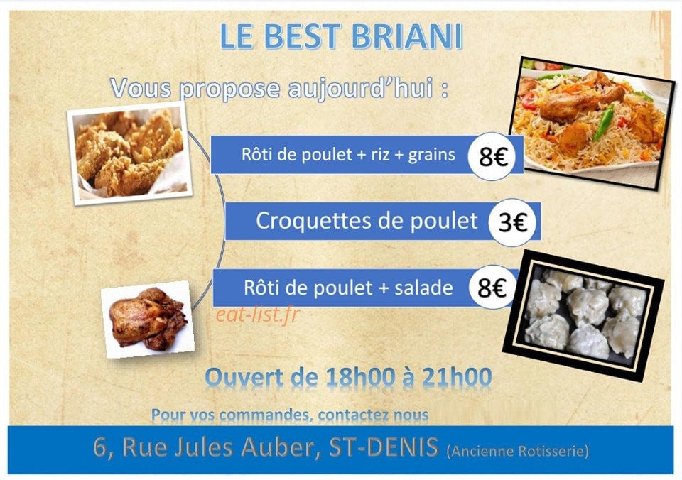 Le Best Briani — carte page 1