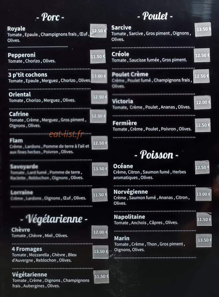 Le Comptoir à pizza — carte page 1