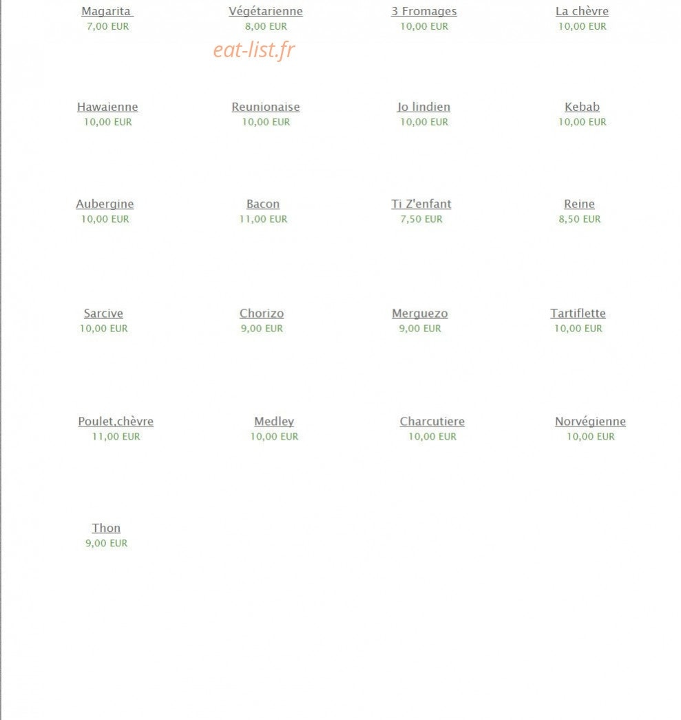 Pizza D'elea — carte page 1