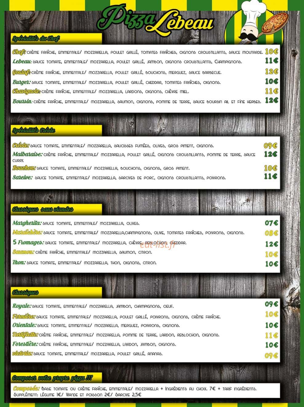 Pizza Lebeau — carte page 2