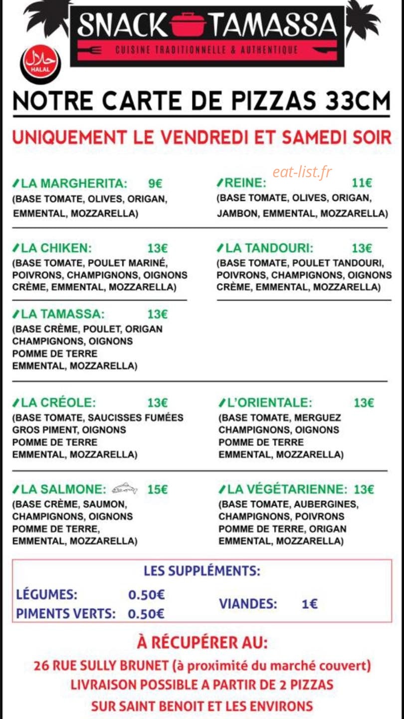 Snack Tamassa — carte page 1
