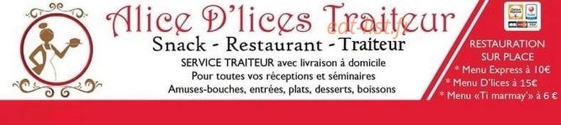 Alice D'lices Traiteur — carte page 1