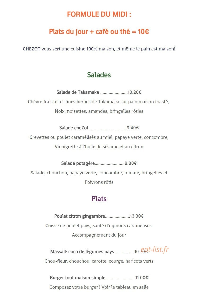 cheZot — carte page 1